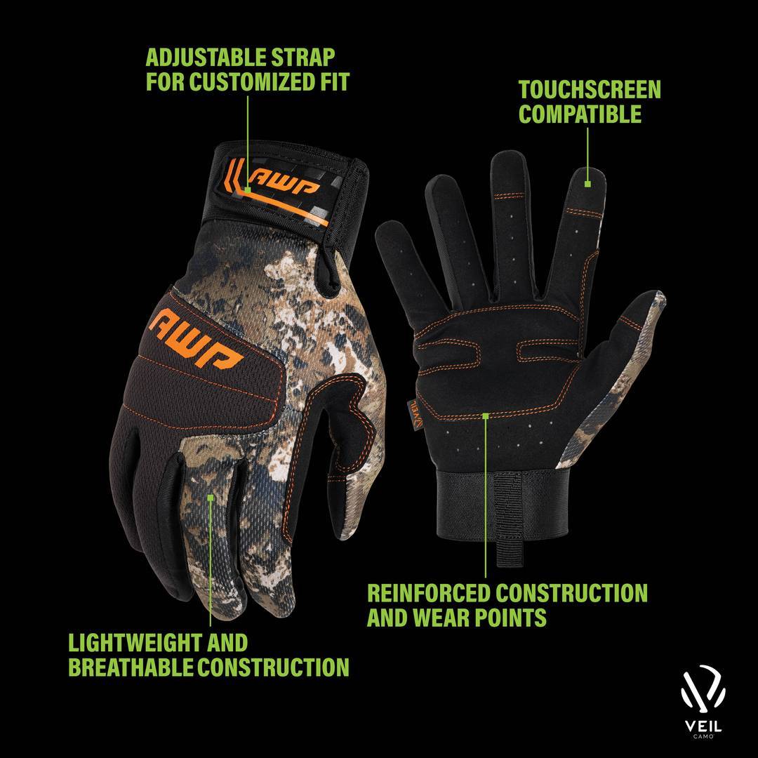 AWP Mossy Oak Camouflage Performance Utility Work Gloves for Women,  Touchscreen Compatible, Medium